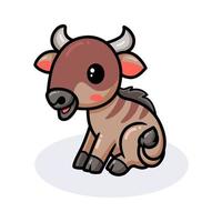 Cute little wildebeest cartoon sitting vector