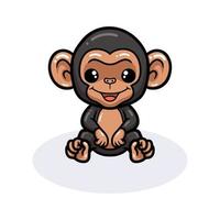 lindo, bebé, chimpancé, caricatura, sentado vector