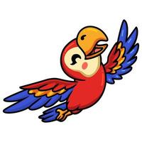 Cute little parrot cartoon flying vector