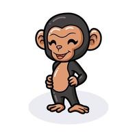 lindo bebé chimpancé dibujos animados de pie vector