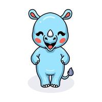 Cute baby rhino cartoon standing vector