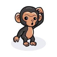 Cute baby chimpanzee cartoon thinking vector