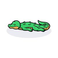 lindo pequeño cocodrilo de dibujos animados durmiendo vector