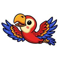 Cute little parrot cartoon flying vector