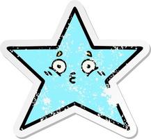 distressed sticker of a cute cartoon star fish vector