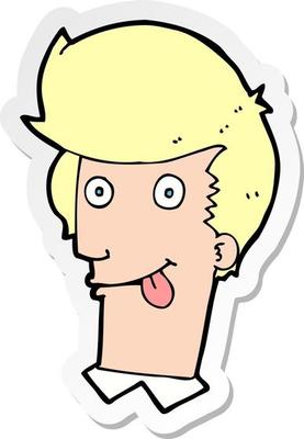 sticker of a cartoon man with tongue hanging out