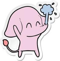 sticker of a cute cartoon elephant spouting water vector