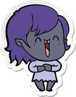 sticker of a cute cartoon happy vampire girl vector