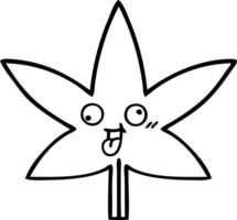 line drawing cartoon marijuana leaf vector