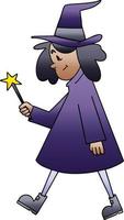 quirky gradient shaded cartoon witch vector