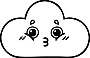 line drawing cartoon snow cloud vector