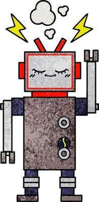 retro grunge texture cartoon dancing robot