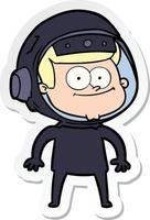 sticker of a happy astronaut cartoon vector