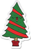 sticker of a cartoon christmas tree vector