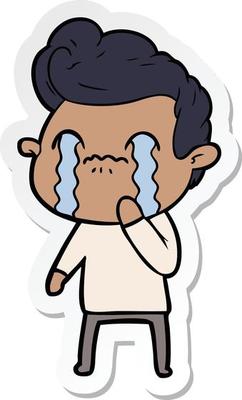 sticker of a cartoon man crying