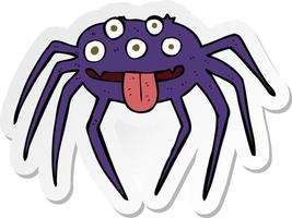 pegatina de una araña de halloween asquerosa de dibujos animados vector