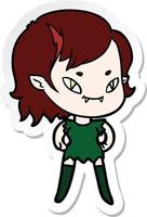 sticker of a cartoon friendly vampire girl vector