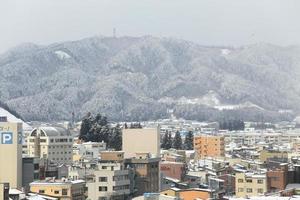 View of the city takayama in Japan in the snow photo