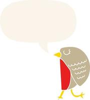 cartoon bird and speech bubble in retro style vector