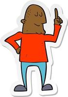 sticker of a cartoon man pointing finger vector