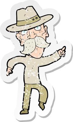 retro distressed sticker of a cartoon man in hat