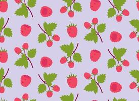 Seamless pattern with raspberries. Texture with berries in flat style. vector
