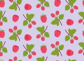 Seamless pattern with raspberries. Texture with berries in flat style. vector