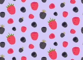 Seamless pattern with raspberry and blackberry. Texture with berries in flat style. vector