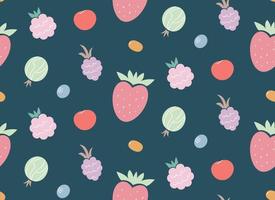 Seamless pattern with different berries. Beautiful design in flat style. vector