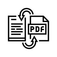 convert pdf file to word pad line icon vector illustration