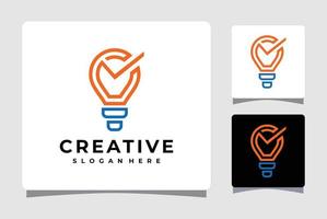 Light Bulb Check Mark Idea Logo Template Design Inspiration vector