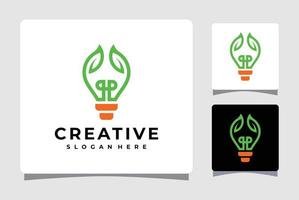 Green Light Bulb Idea Logo Template Design Inspiration vector