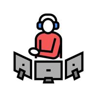 dispatcher controlling flight way color icon vector illustration