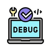 laptop debug fixed color icon vector illustration