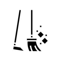 broom and scoop glyph icon vector illustration