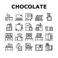 conjunto de iconos de colección de producción de chocolate vector