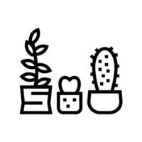 cactus casa planta línea icono vector ilustración