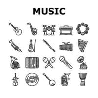 Music Instruments Performance Icons Set Vector