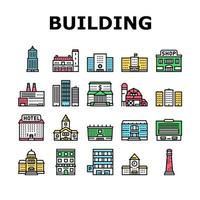 Building Architecture Collection Icons Set Vector