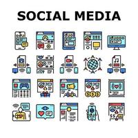 conjunto de iconos de colección de redes sociales de internet vector