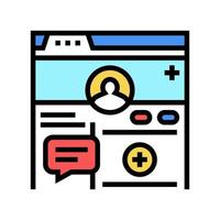 ilustración de vector de icono de color de página social de registro