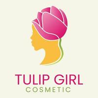 beauty feminine cosmetic logo template with tulip flower and women face vector