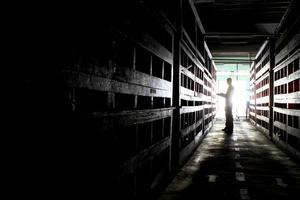 silhouette in a subway tunnel. Light at End of Tunnel photo