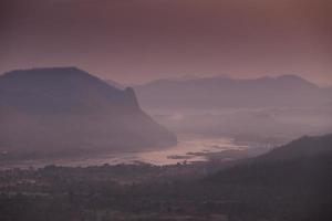 fog and cloud mountain valley sunrise landscape photo