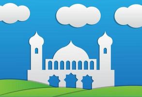 simple mosque vector with paper cut style