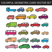 conjunto de vectores de coches geométricos coloridos planos simples