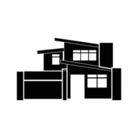 ilustración de silueta de casa moderna en blanco y negro vector