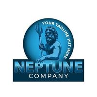 plantilla de insignia de logotipo de neptuno azul vector