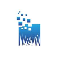 blue grass technology logo template vector