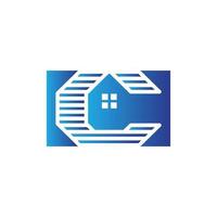 plantilla de logotipo de construcción de casa de revestimiento de letra c